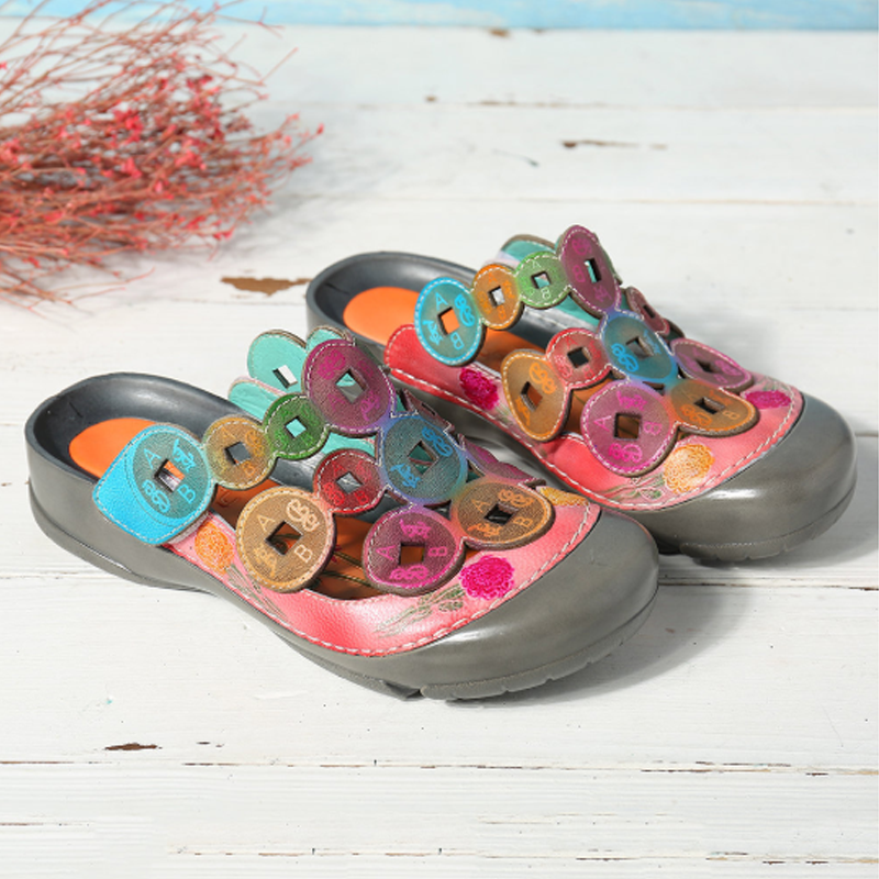 Circle Patchwork Boho Clogs