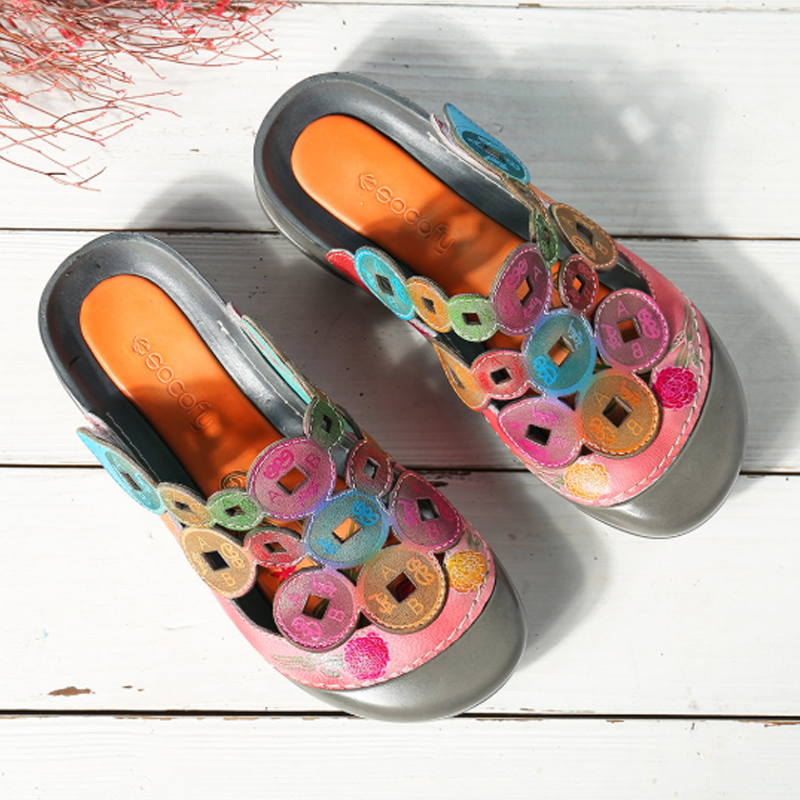 Circle Patchwork Boho Clogs