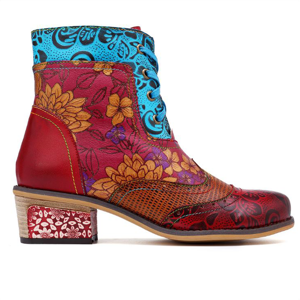 Retro Wind Leather Lace Boots – Boho Shoes
