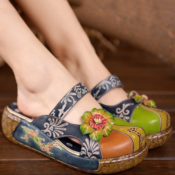 Vintage-Boho Colorful Flower Shoes – Boho Shoes