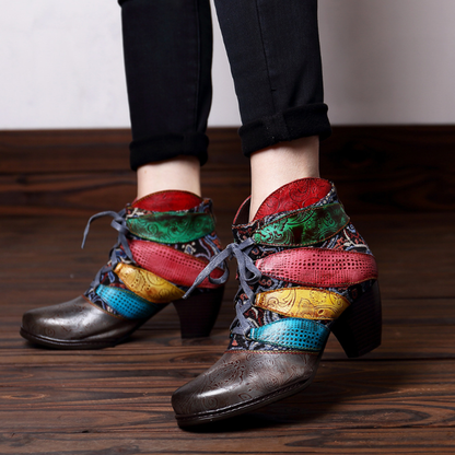 Boho Patchwork Ankle Boots