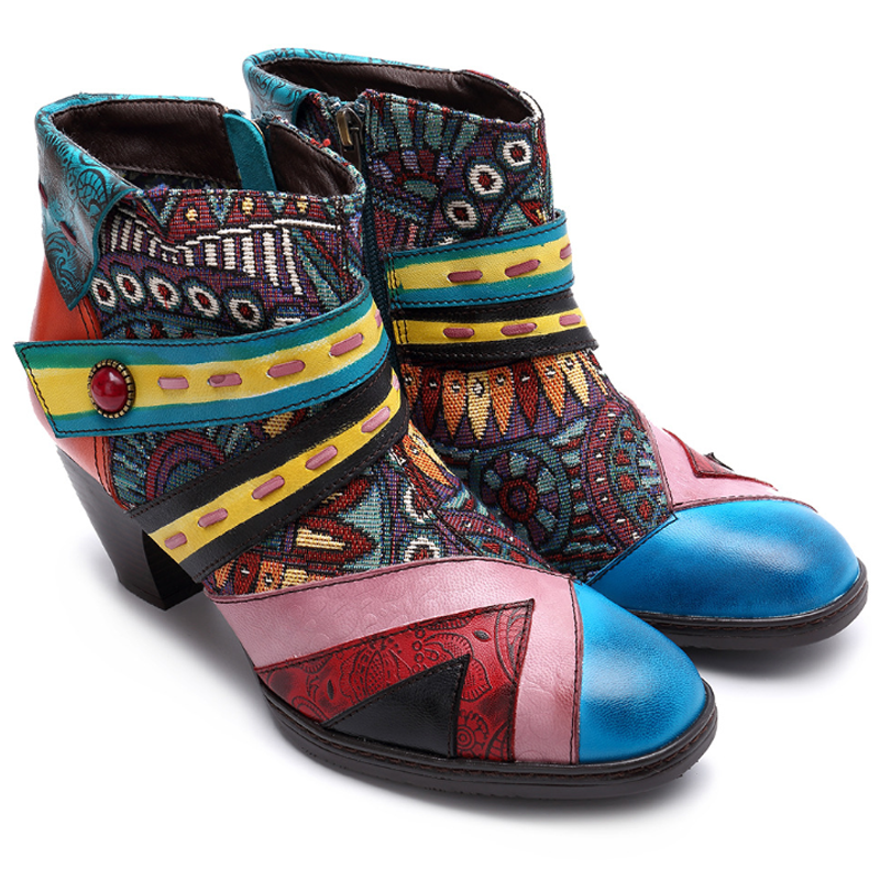 Global Tapestry Ankle Boots