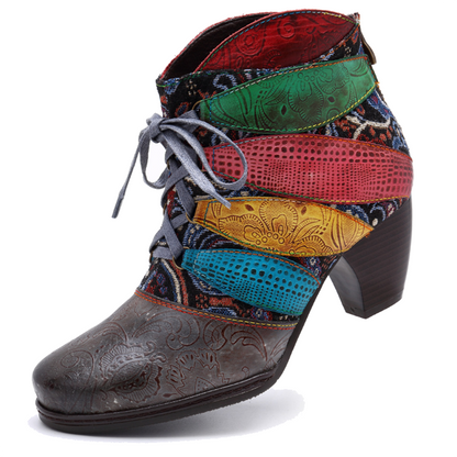 Boho Patchwork Ankle Boots