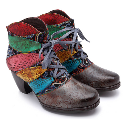 Boho Patchwork Ankle Boots