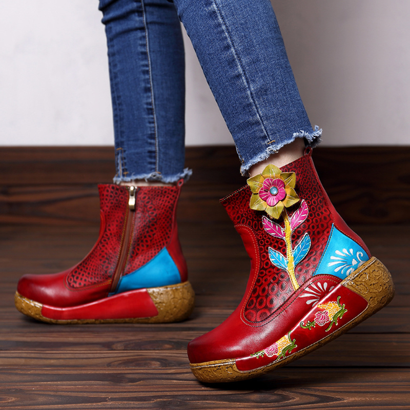 Floral Folk Art Boho Boots