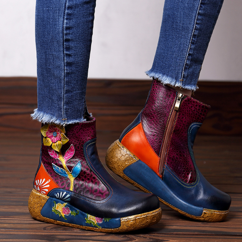 Floral Folk Art Boho Boots