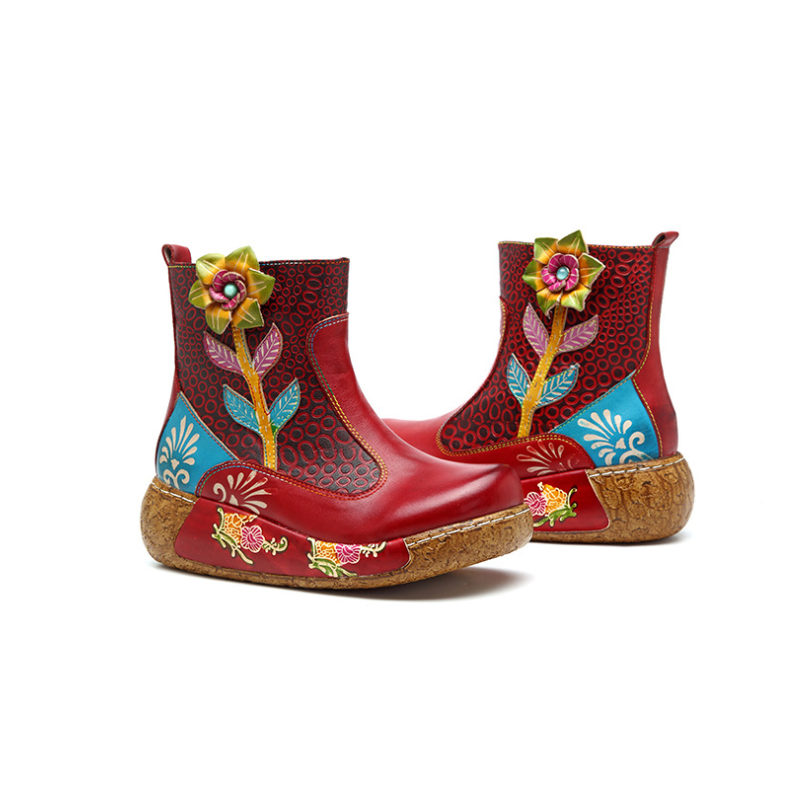 Floral Folk Art Boho Boots